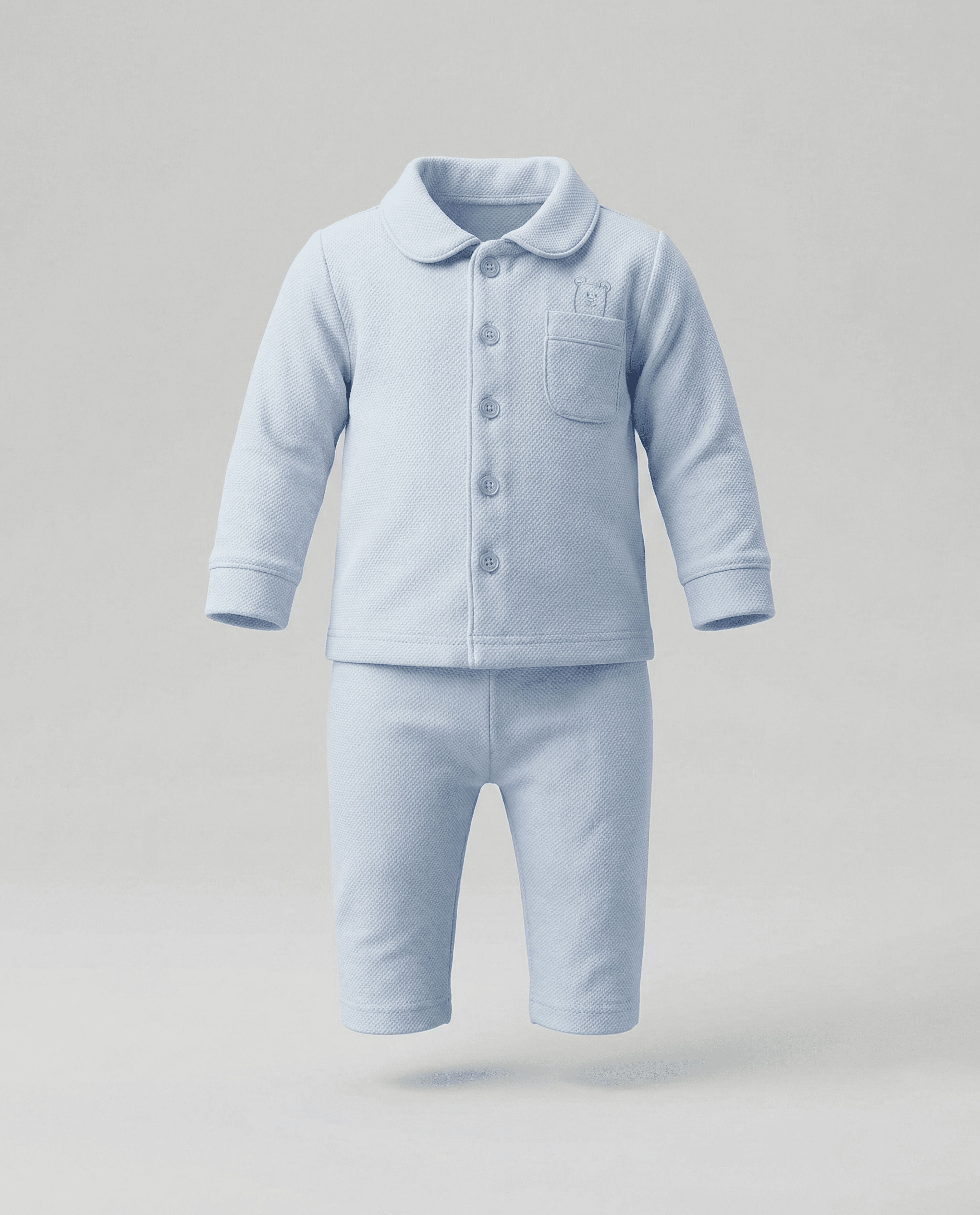 Textured Long Sleeves Pyjama Set