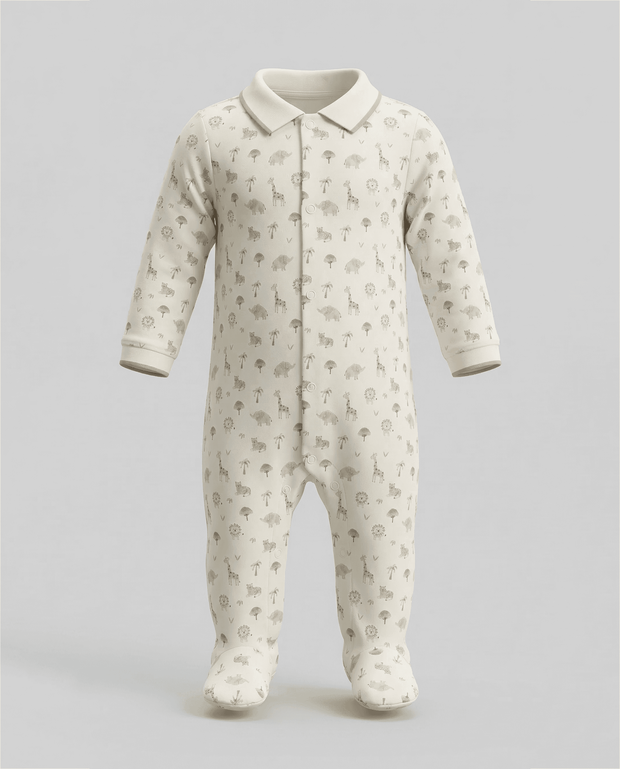Printed Revere Collar Footed Sleepsuit