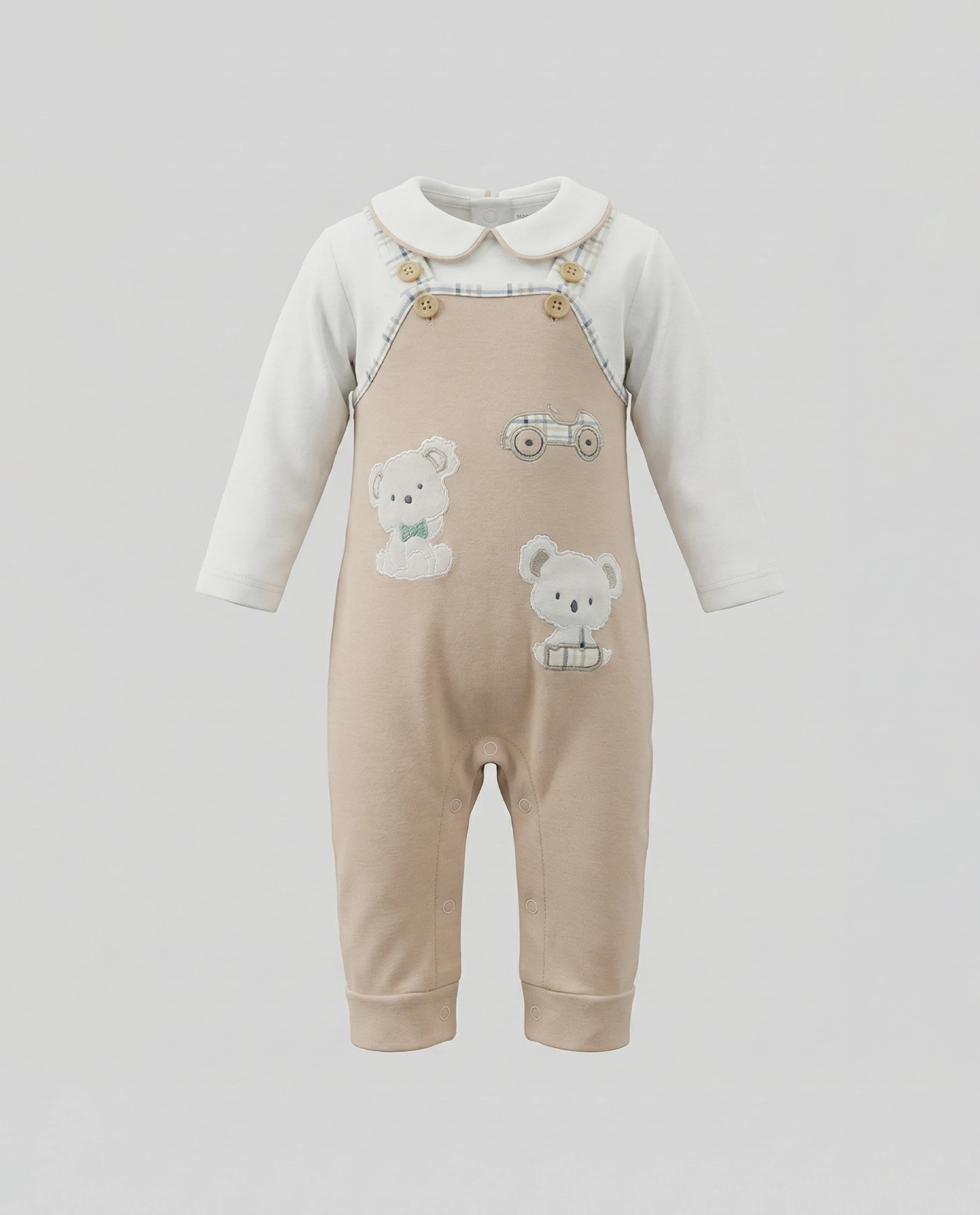 Appliqued Collared Dungaree Set