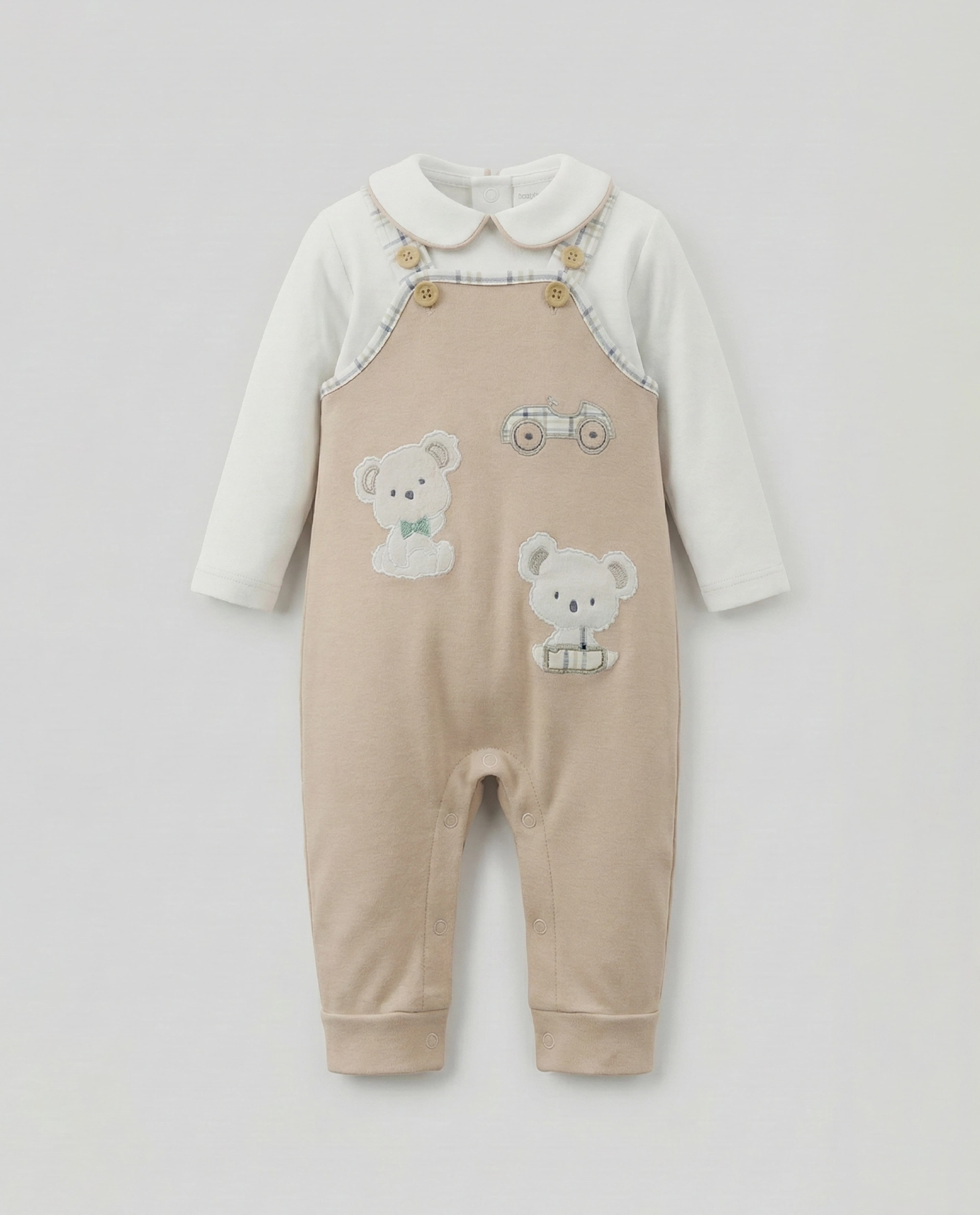 Appliqued Collared Dungaree Set