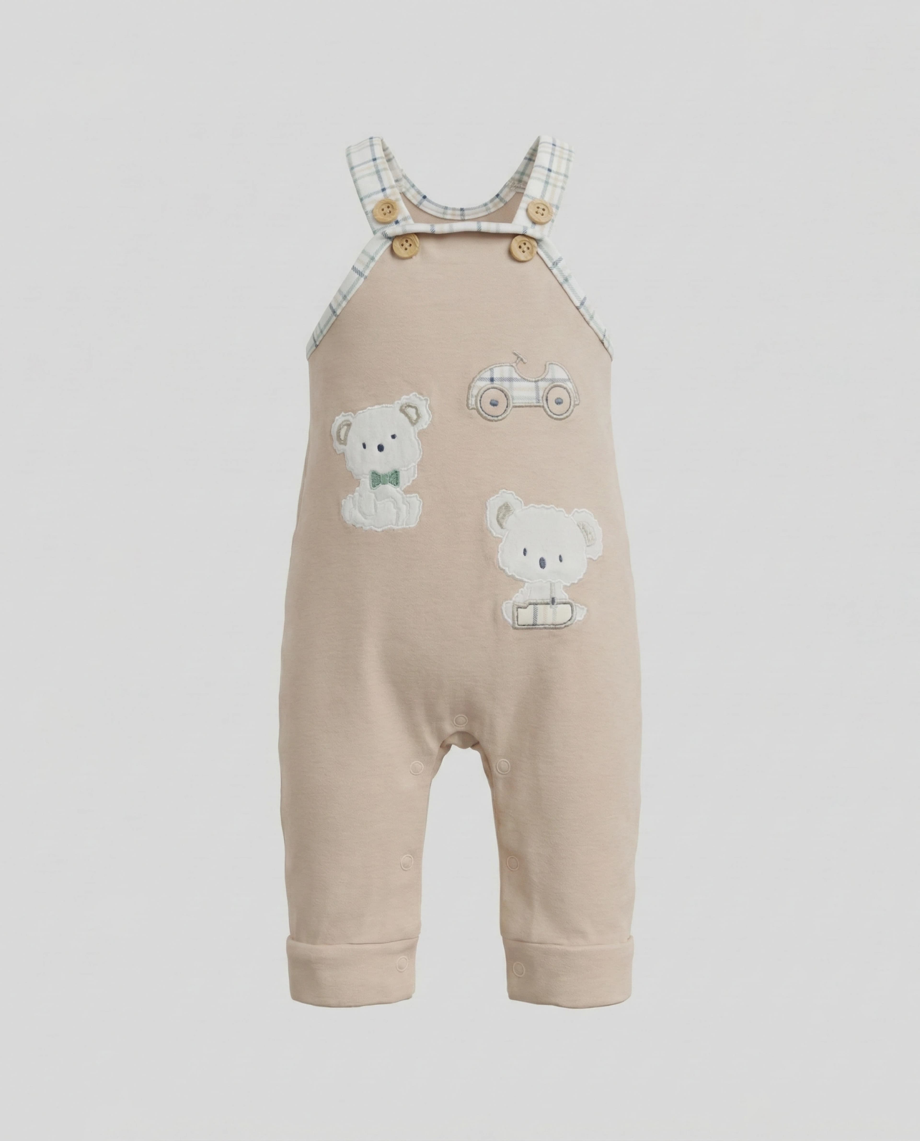 Appliqued Collared Dungaree Set
