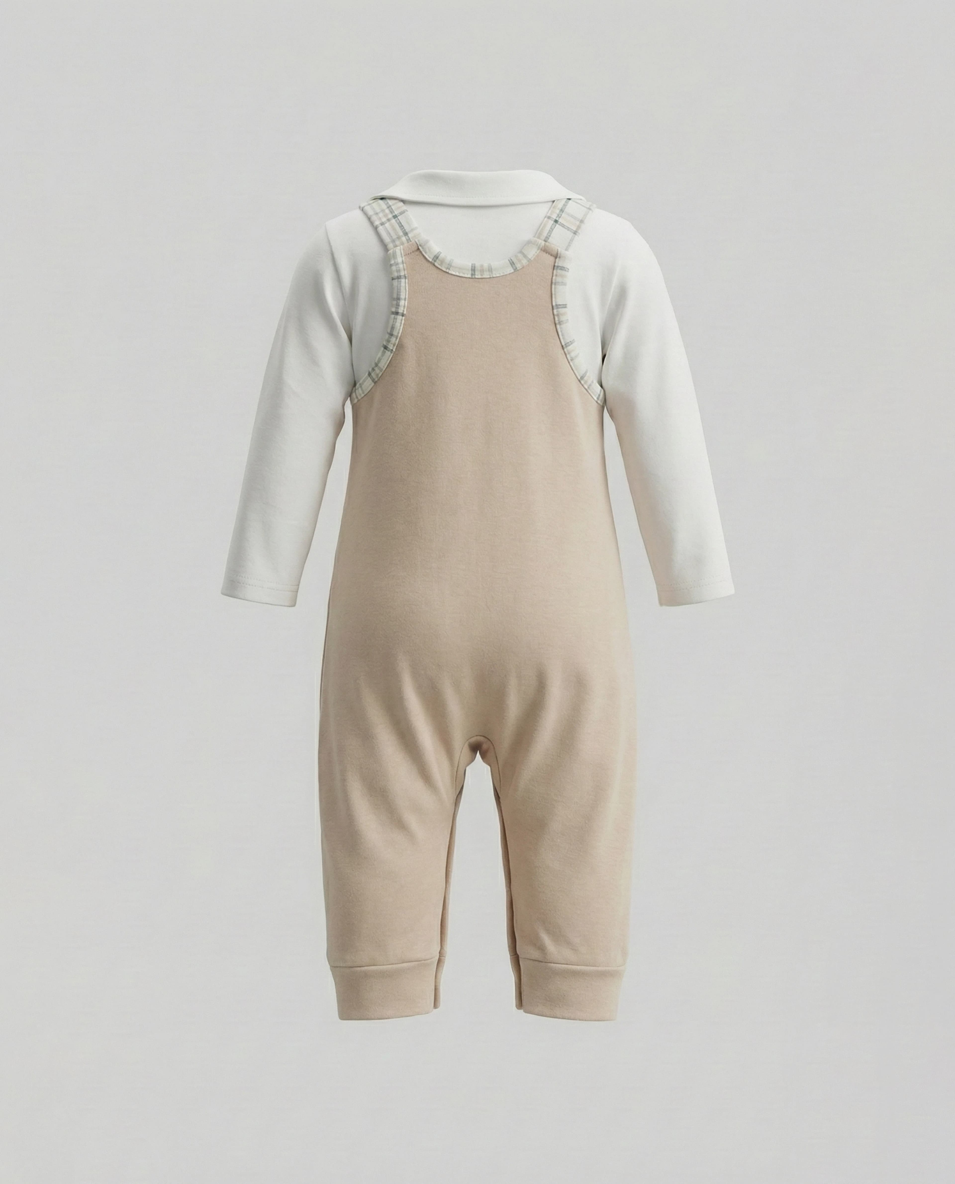 Appliqued Collared Dungaree Set