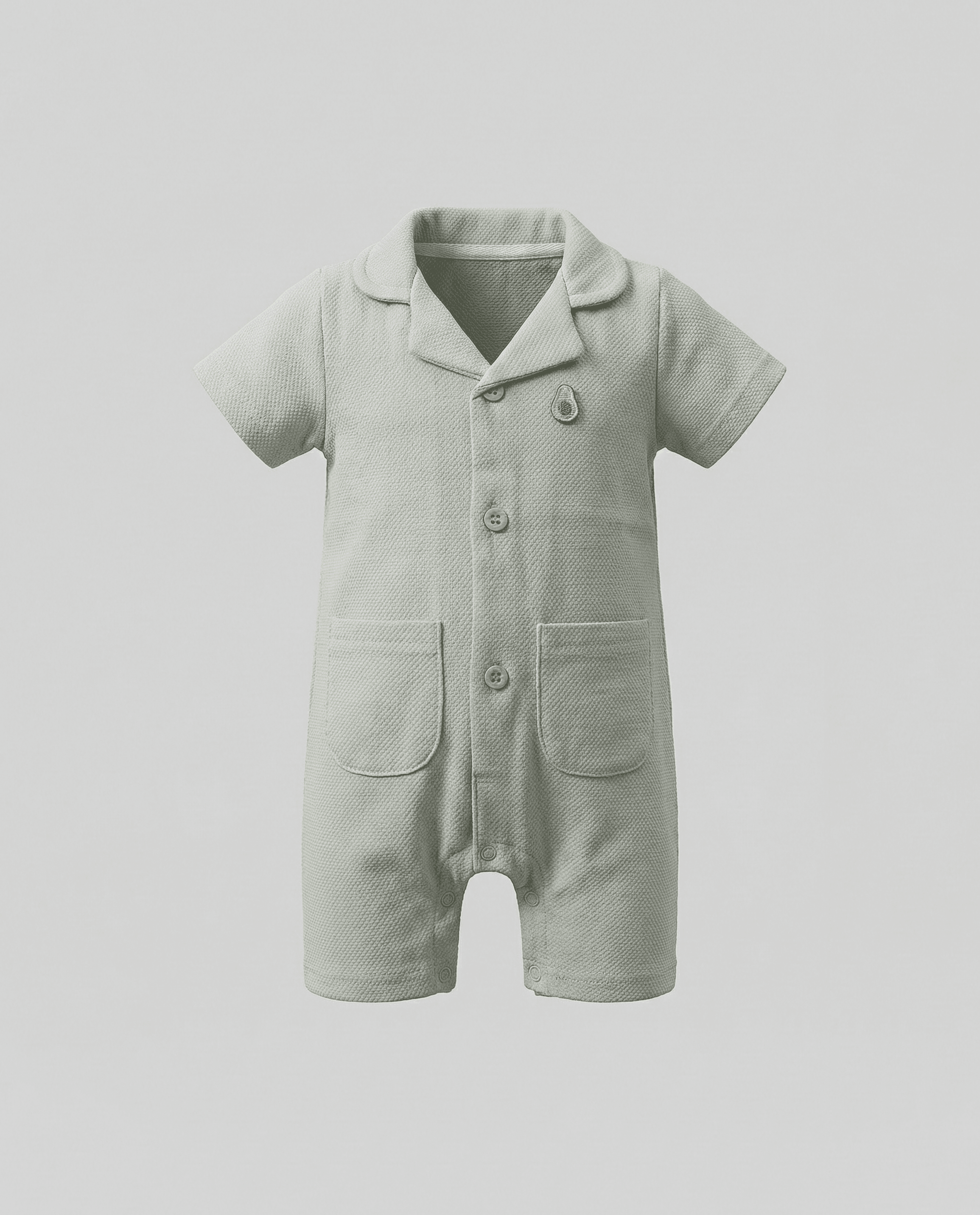 Appliqued Collared Short Sleeves Romper