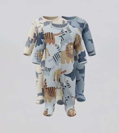 Pack of 3 Printed Footed Sleepsuits thumbnail 1