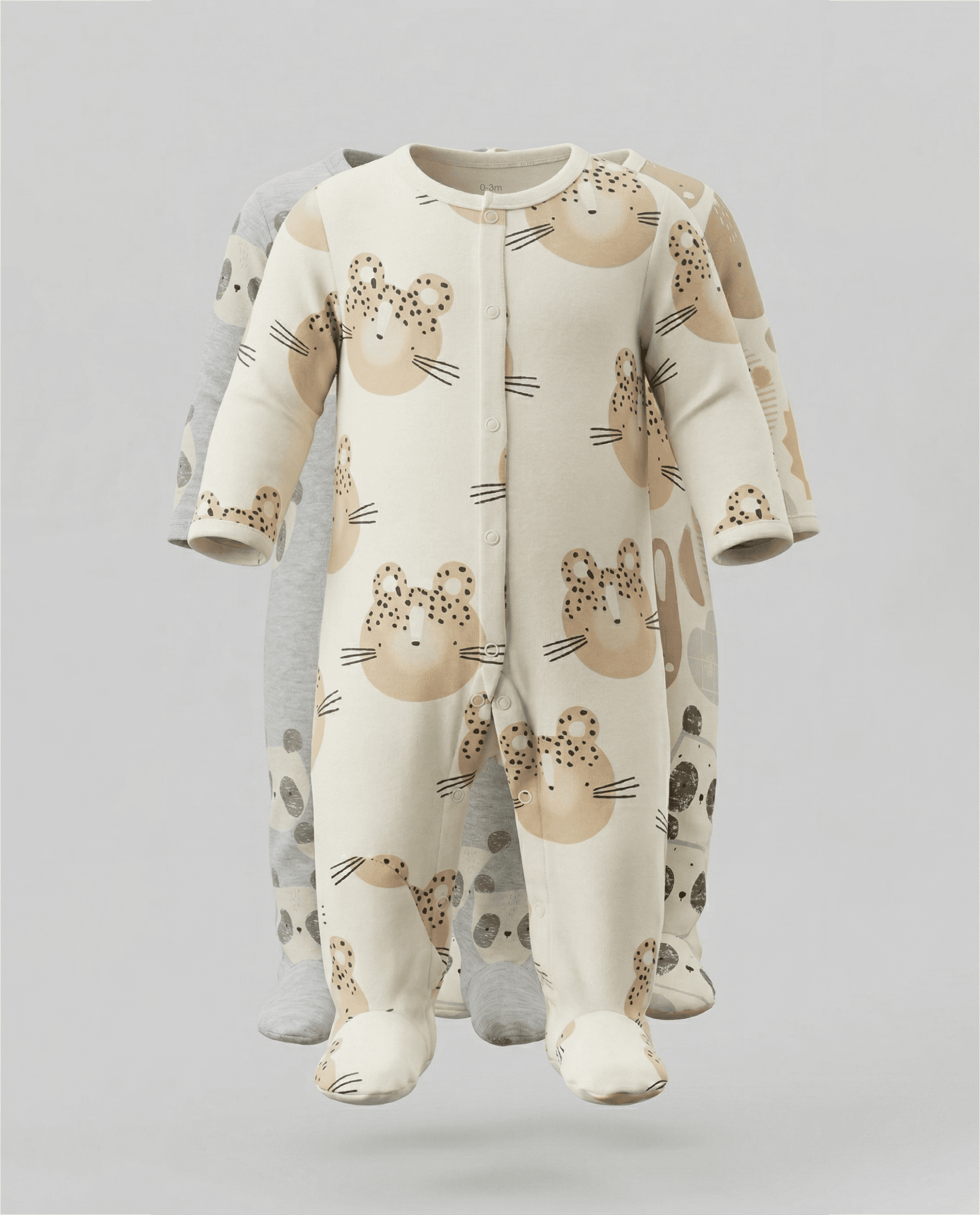 Pack of 3 Printed Footed Sleepsuits