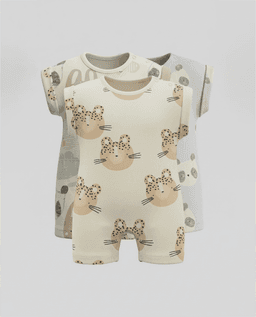 Pack of 3 Printed Short Sleeves Rompers