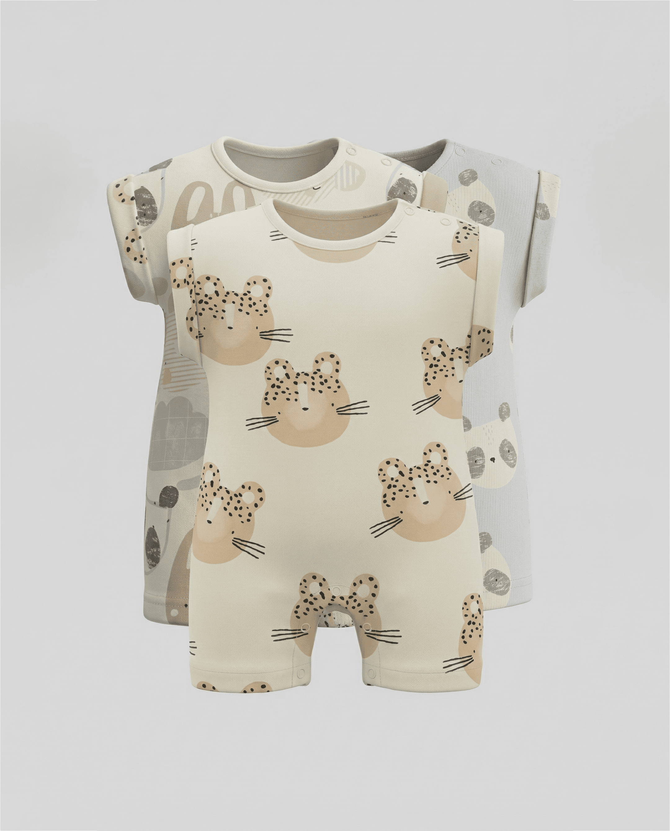 Pack of 3 Printed Short Sleeves Rompers