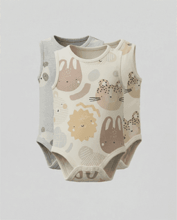 Pack of 3 Printed Sleeveless Bodysuits