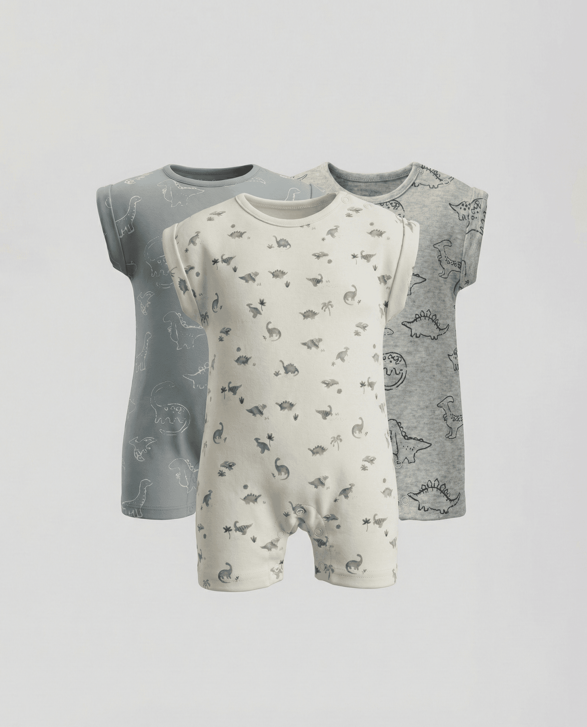 Pack of 3 Printed Short Sleeves Rompers