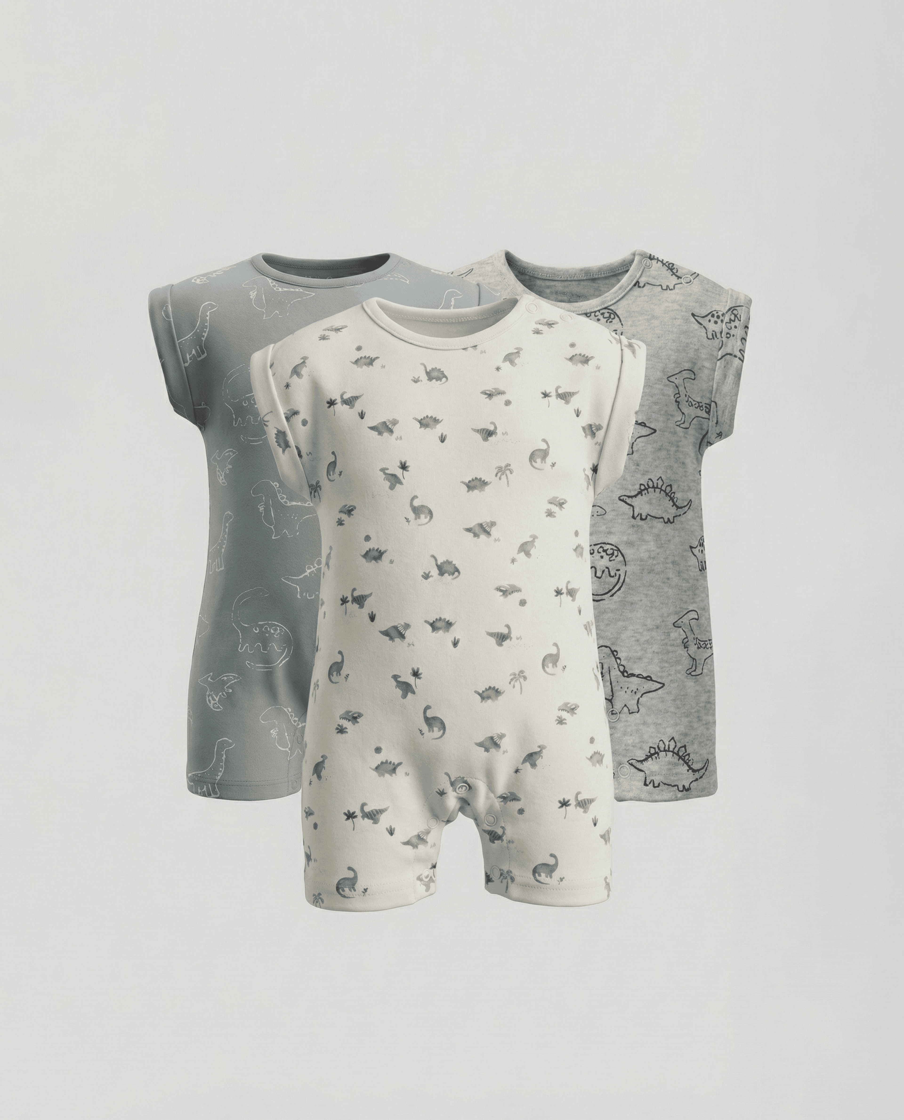 Pack of 3 Printed Short Sleeves Rompers