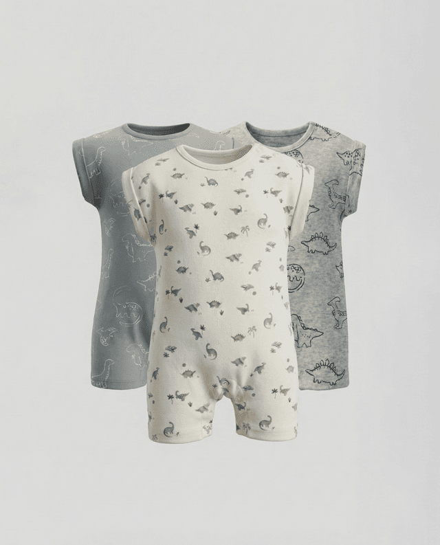 Pack of 3 Printed Short Sleeves Rompers thumbnail 1