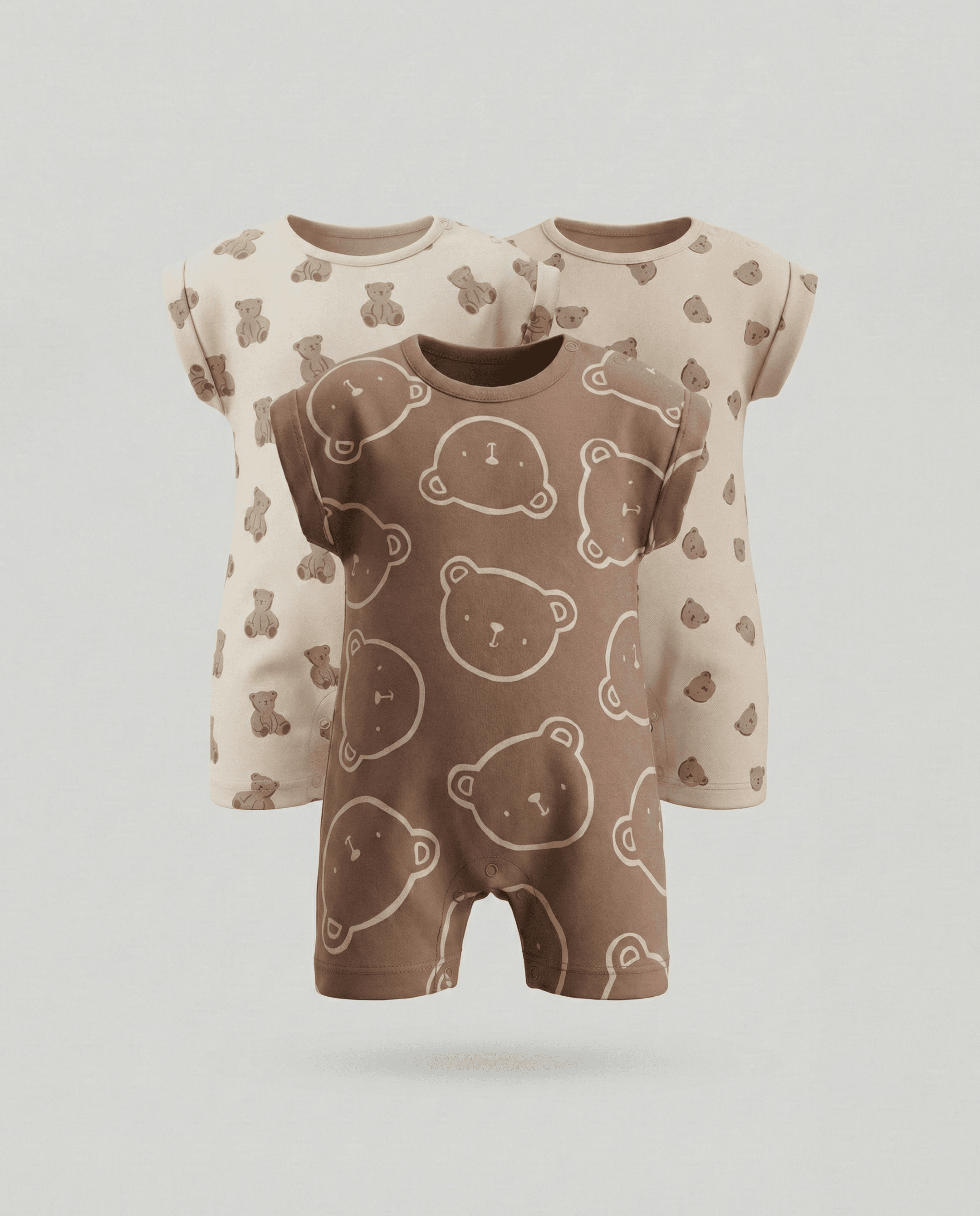 Pack of 3 Printed Short Sleeves Rompers