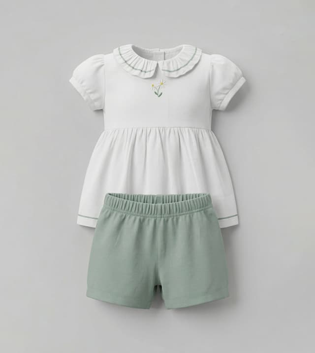 Embroidered Puff Sleeves Woven Co-Ord Set thumbnail 3
