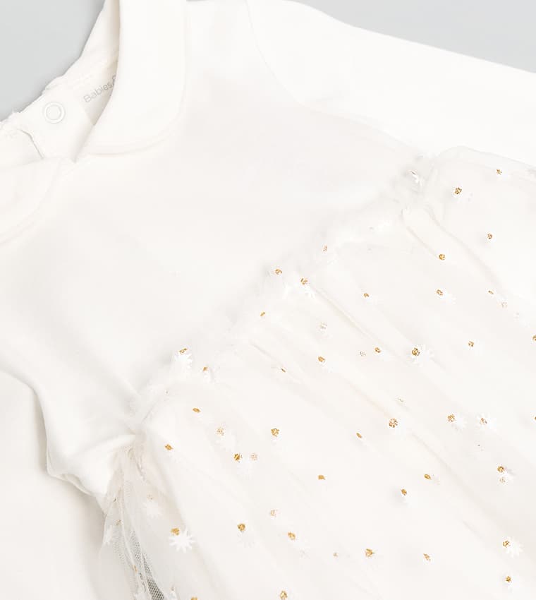 Mesh Detail Peter Pan Collar Mini Dress thumbnail 2