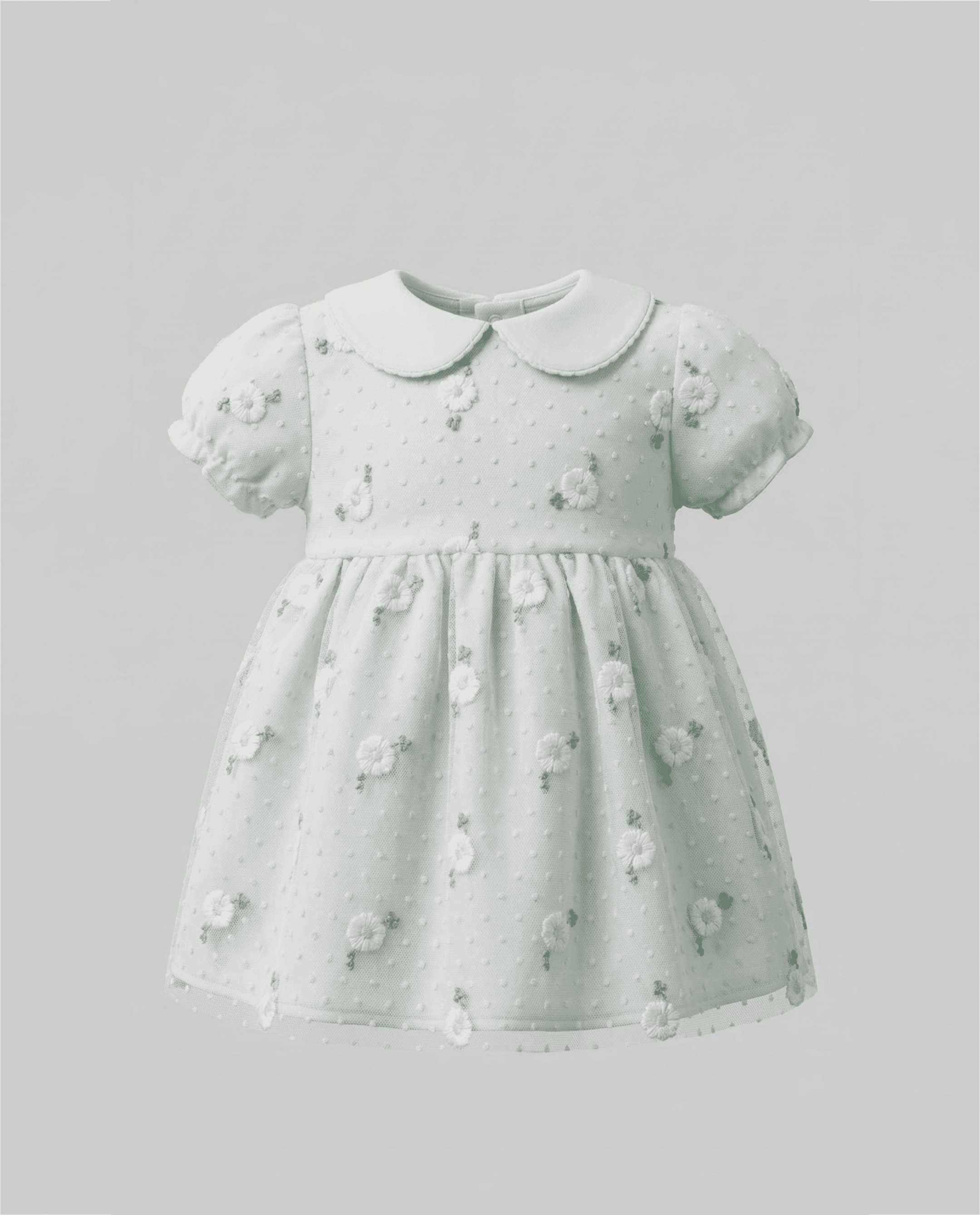 Embroidered Collared Fit and Flare Dress