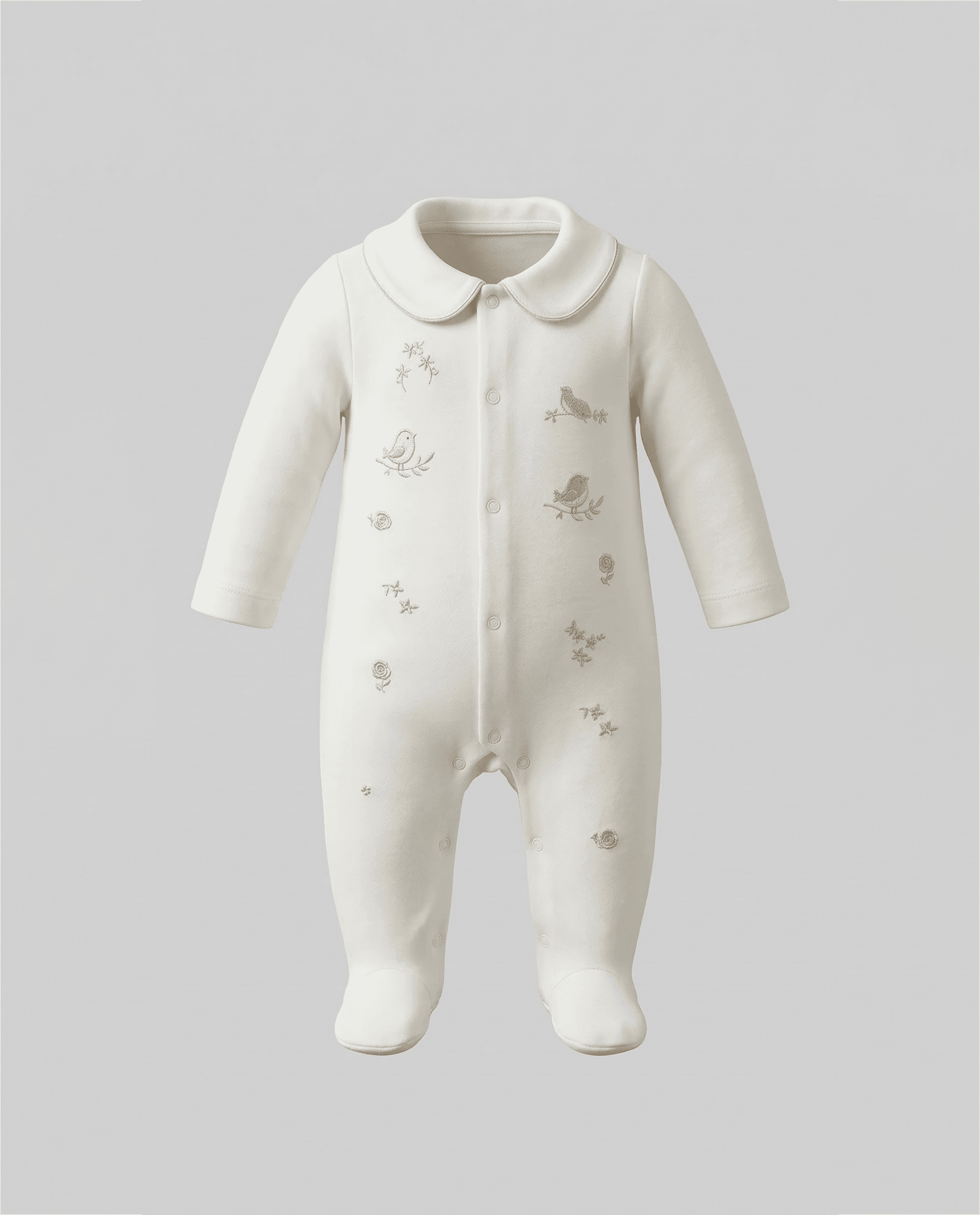 Embroidered Collared Footed Sleepsuit