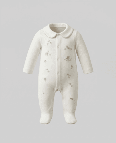 Embroidered Collared Footed Sleepsuit thumbnail 1