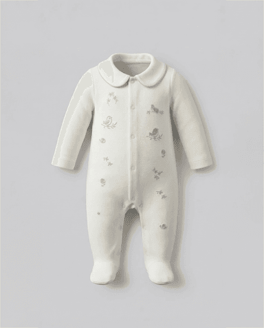 Embroidered Collared Footed Sleepsuit thumbnail 3