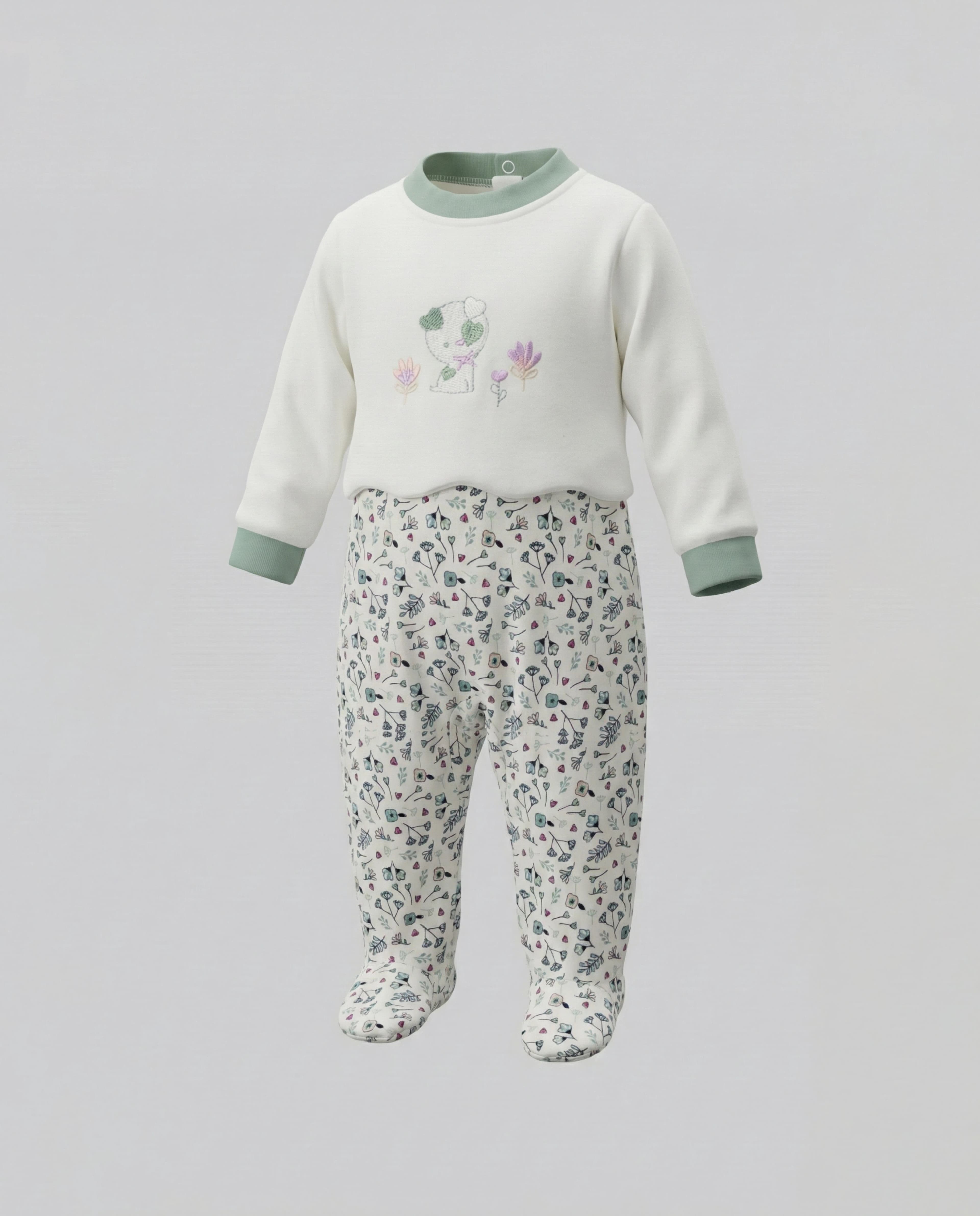 Printed Long Sleeves Footed Sleepsuits