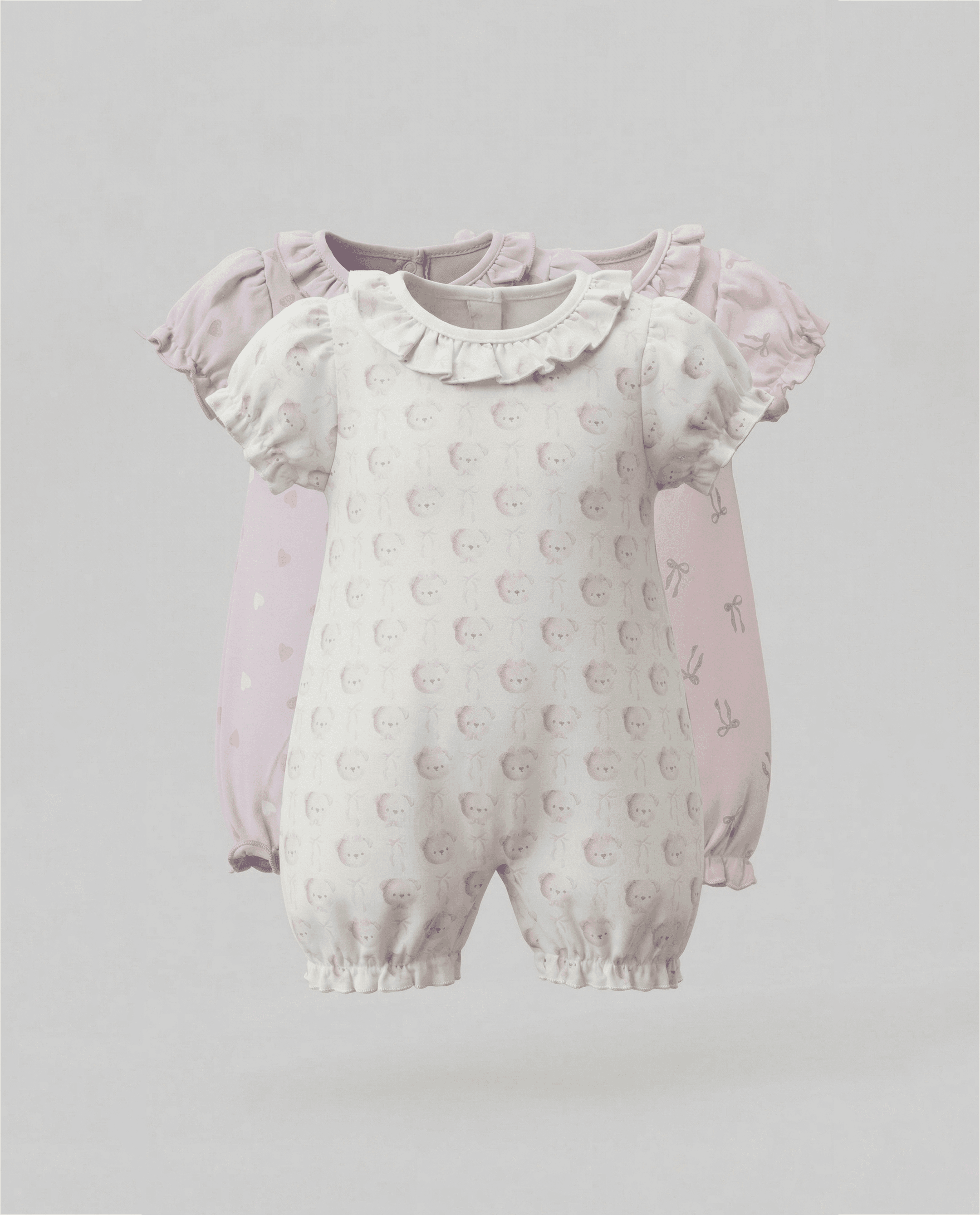 Pack of 3 Printed Short Sleeves Rompers