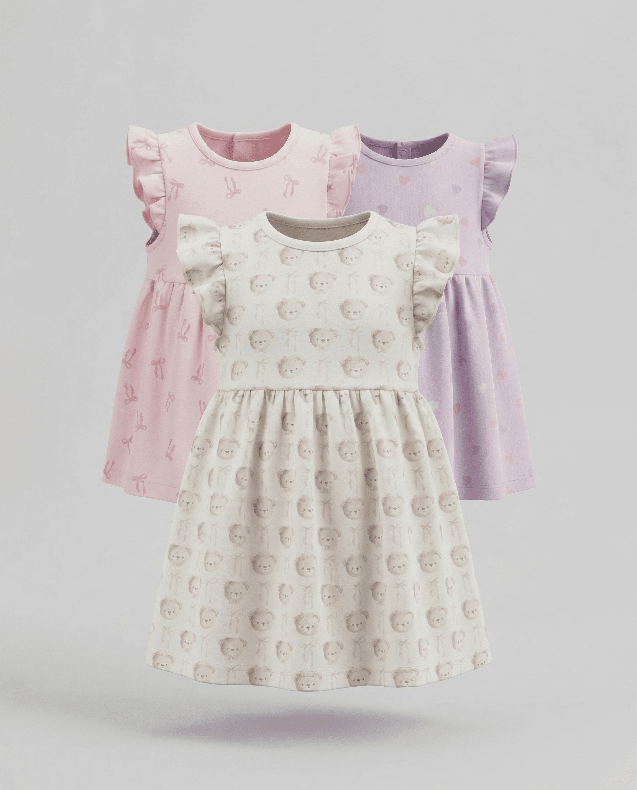 Pack of 3 Printed Short Sleeves Dresses