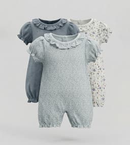 Pack of 3 Printed Short Sleeves Rompers