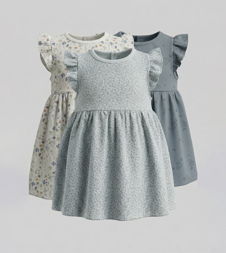 Pack of 3 Printed Short Sleeves Dresses