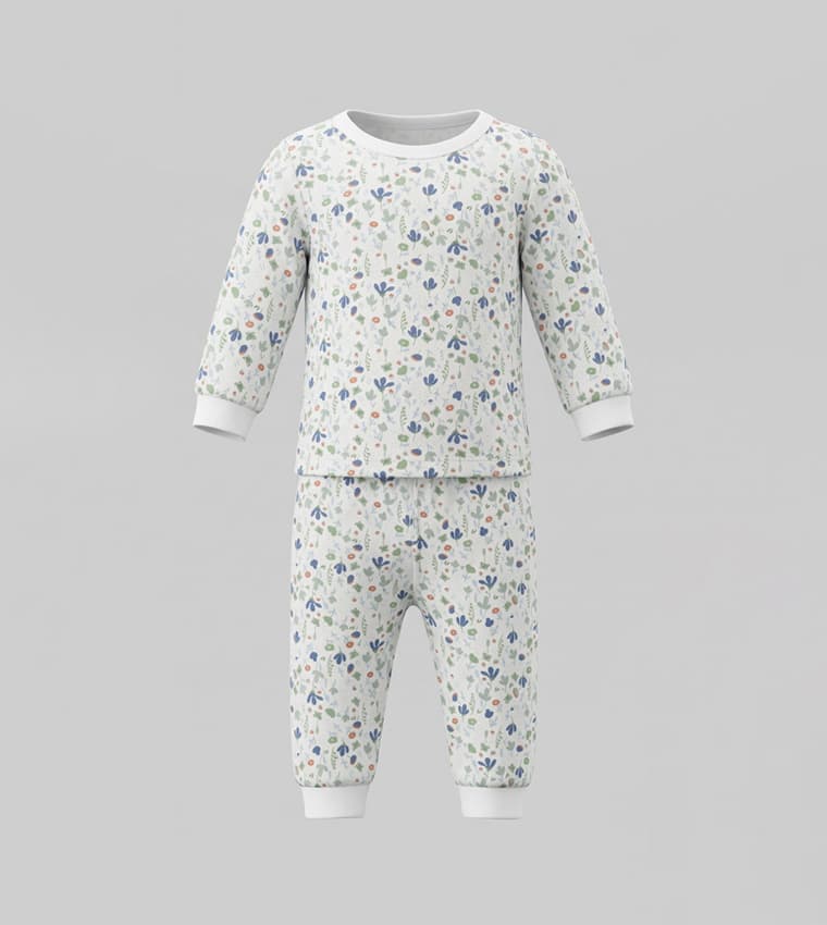 Printed Long Sleeves Cotton Pyjama Set