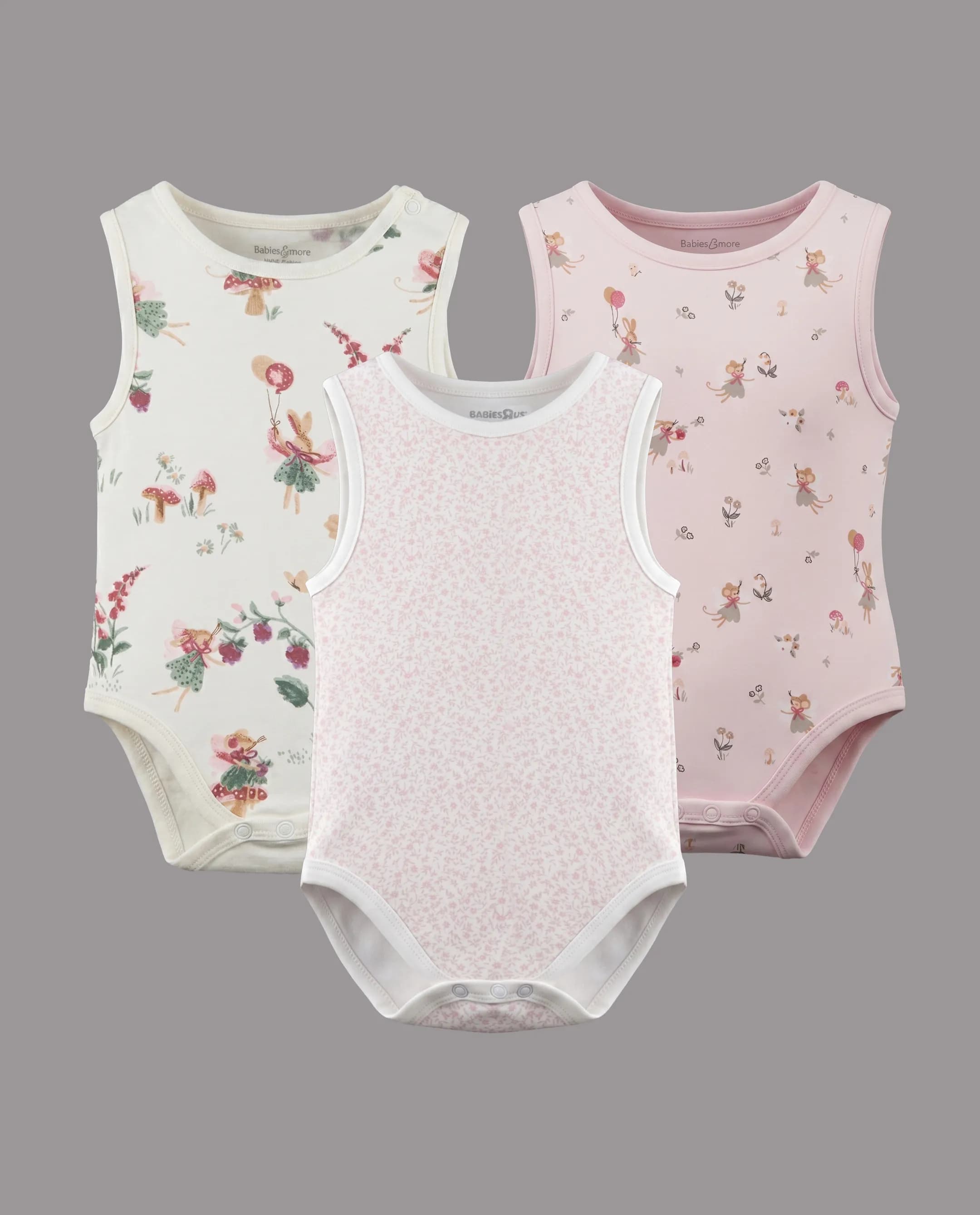 5 Pack Printed Sleeveless Bodysuits