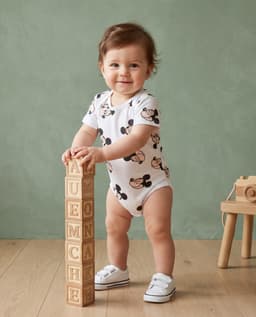 3 Pack Mickey Mouse Print Short Sleeve Bodysuits