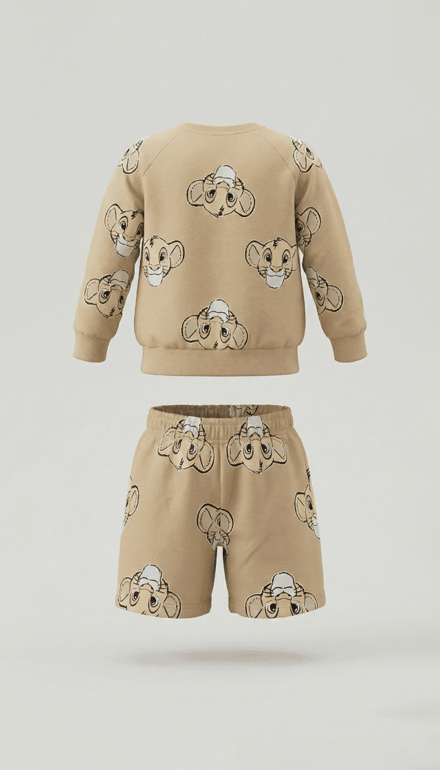 Casual Cotton Simba Print Crew Neck Top & Shorts thumbnail 2