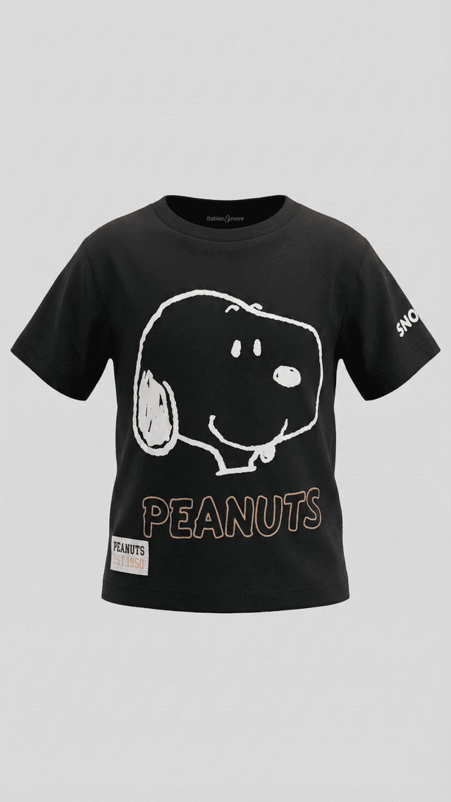 Snoopy 100% Cotton Print T-Shirt with Crew Neck and Short Sleeves thumbnail 1