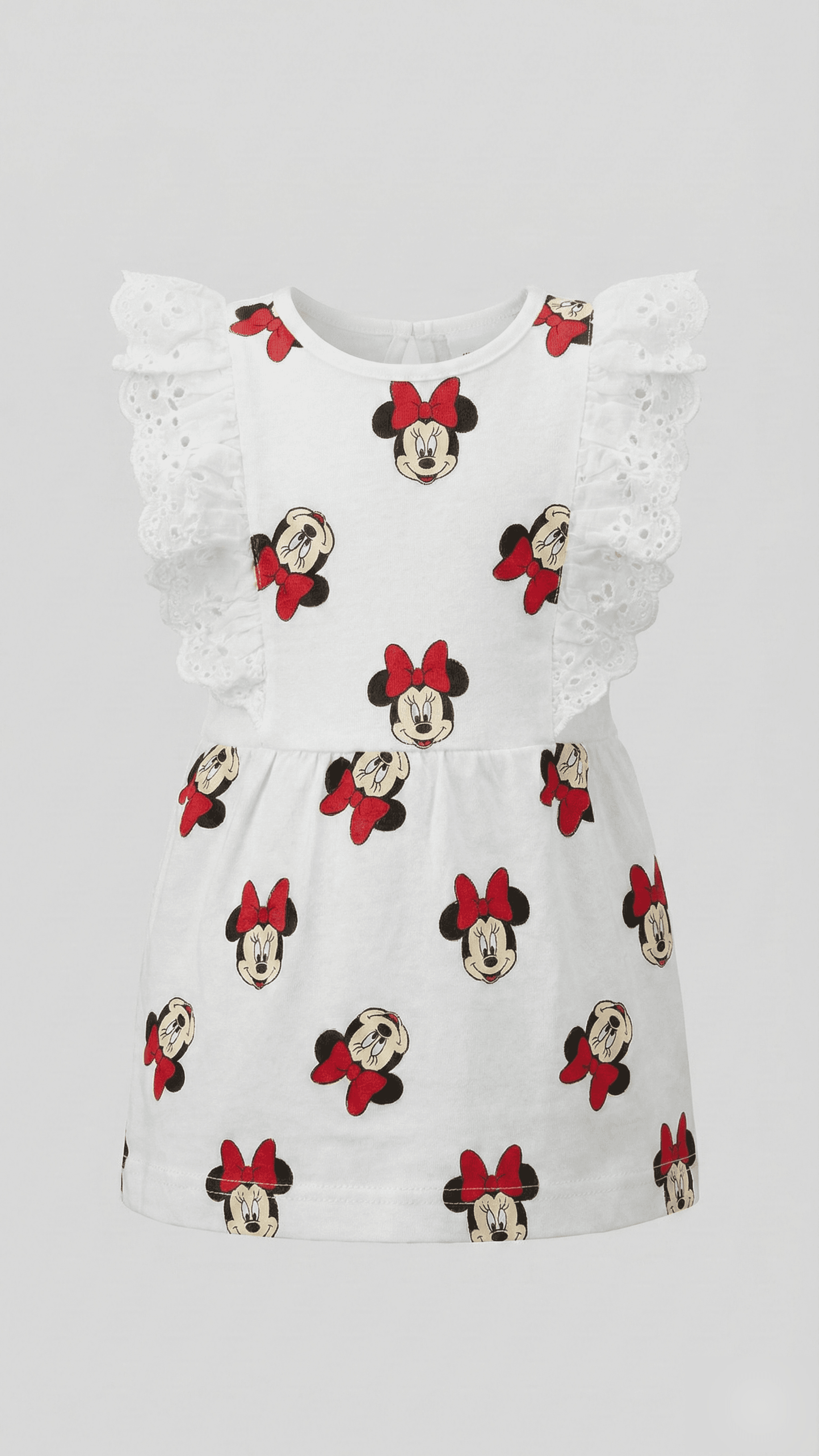Minnie 100% Cotton Mouse Print Sleeveless Casual Dress with Crew Neck