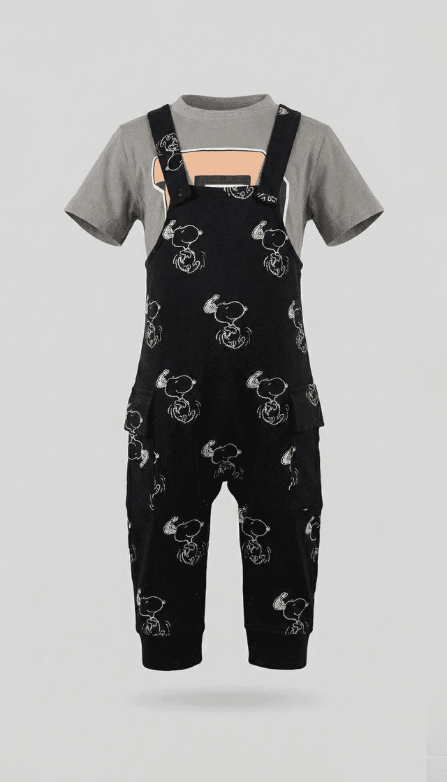 Snoopy 100% Cotton Print Sleeveless Dungarees thumbnail 1
