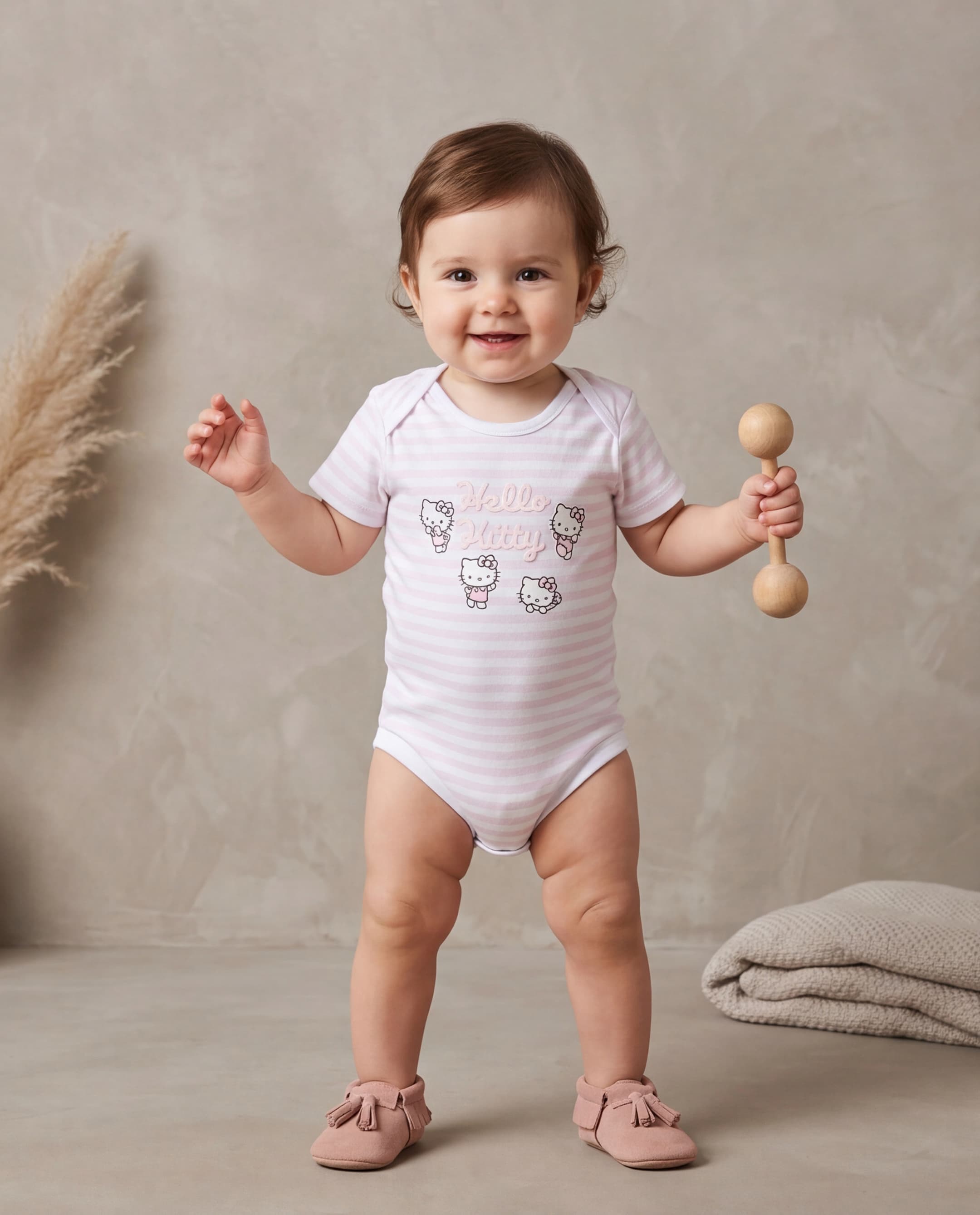 3 Pack Hello Kitty Print Short Sleeves Bodysuits