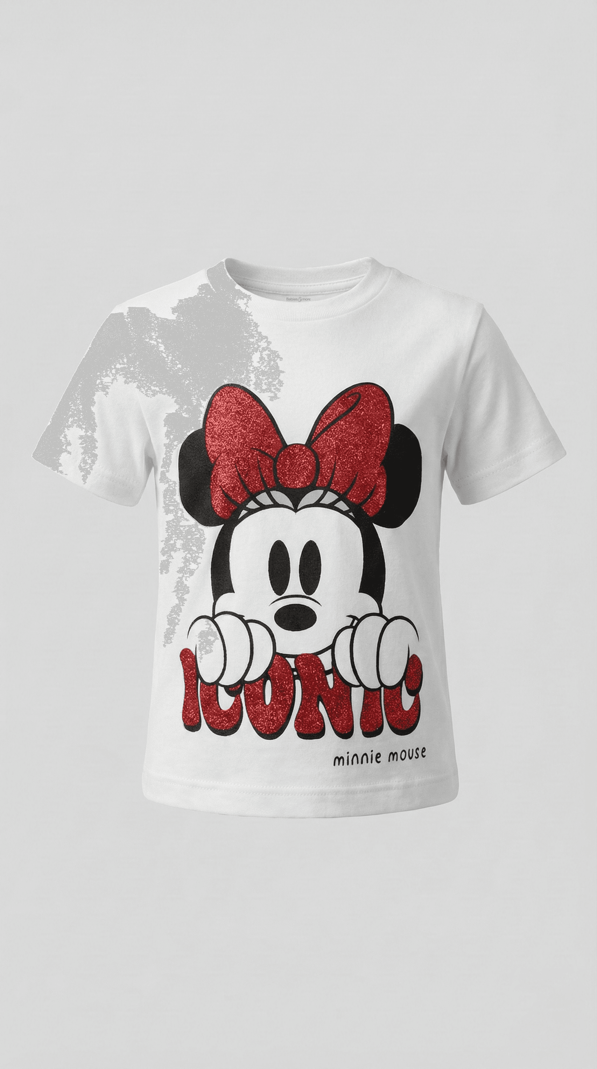 Minnie 100% Cotton Mouse Print T-Shirt with Crew Neck and Short Sleeves