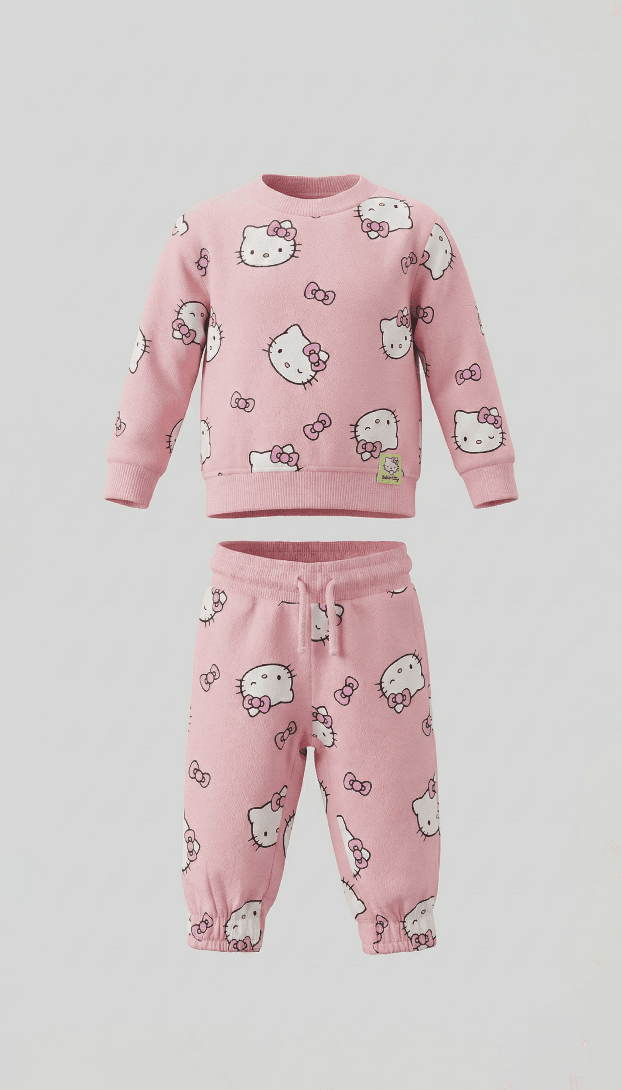 Hello Kitty 100% Cotton Print Crew Neck Long Sleeves Sweatshirt and Jogger Set
