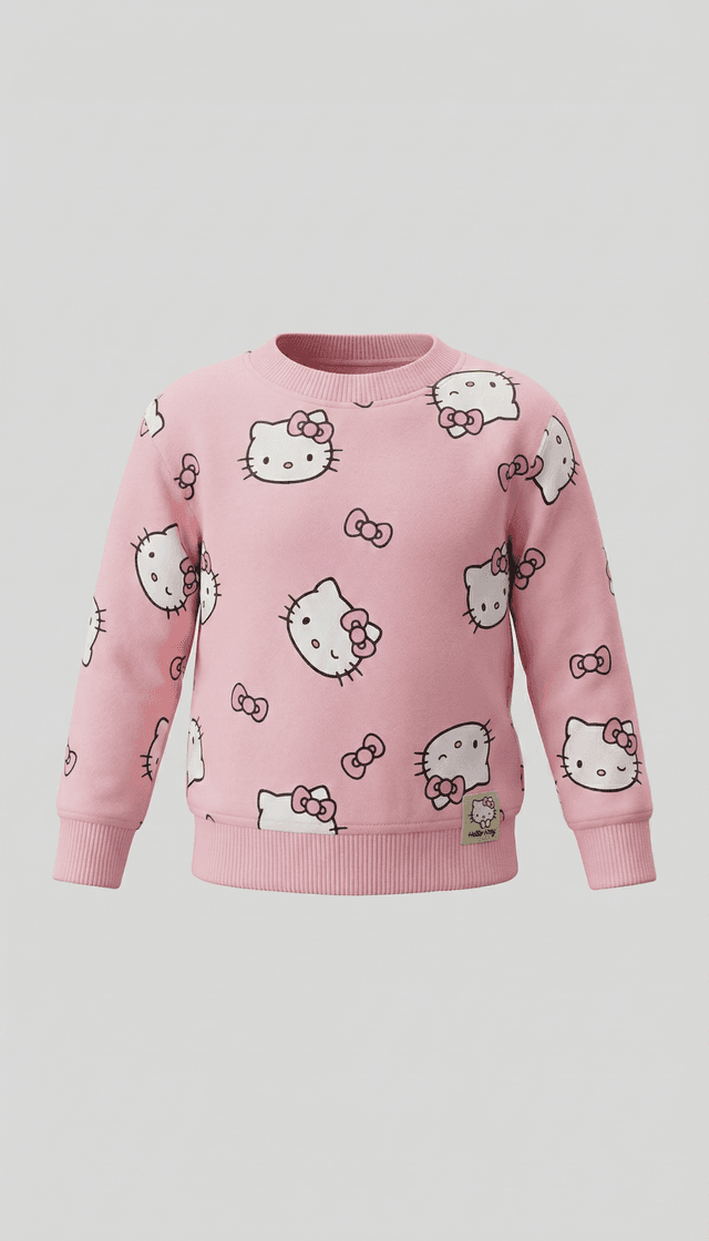 Hello Kitty 100% Cotton Print Crew Neck Long Sleeves Sweatshirt and Jogger Set thumbnail 5