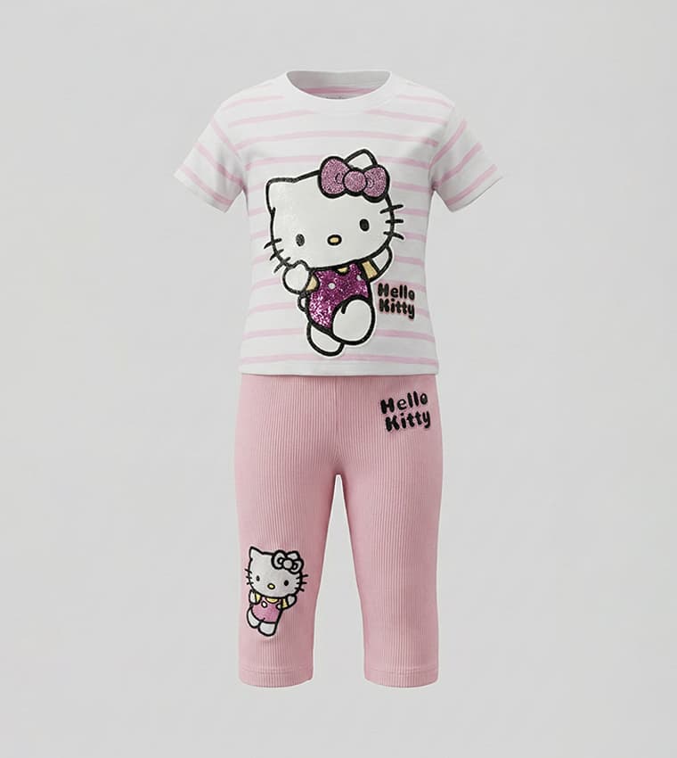 Hello Kitty Printed T-Shirt and Leggings Set
