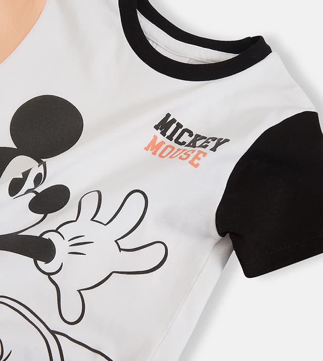 Mickey 100% Cotton Mouse Print T-Shirt with Crew Neck and Short Sleeves thumbnail 3