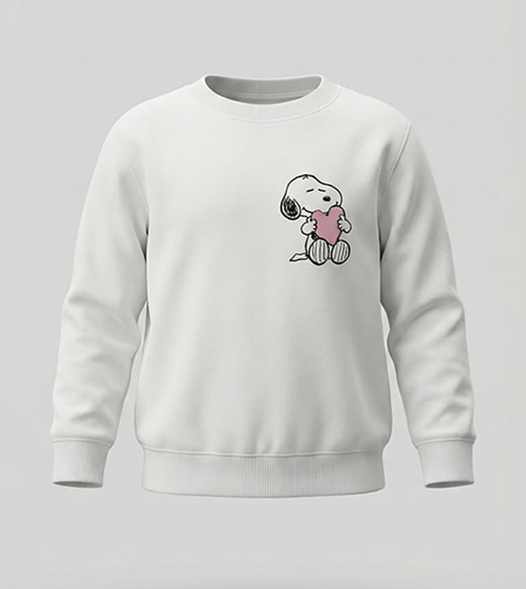 Snoopy Printed Long Sleeves Boxy Sweatshirt