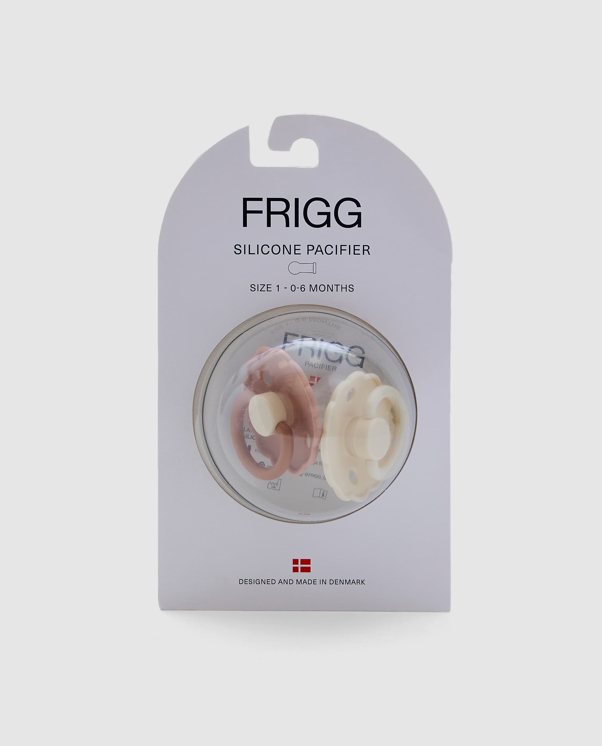 FRIGG Daisy Silicone Baby Pacifier 0-6M 2-Pack Biscuit/Cream - Size 1