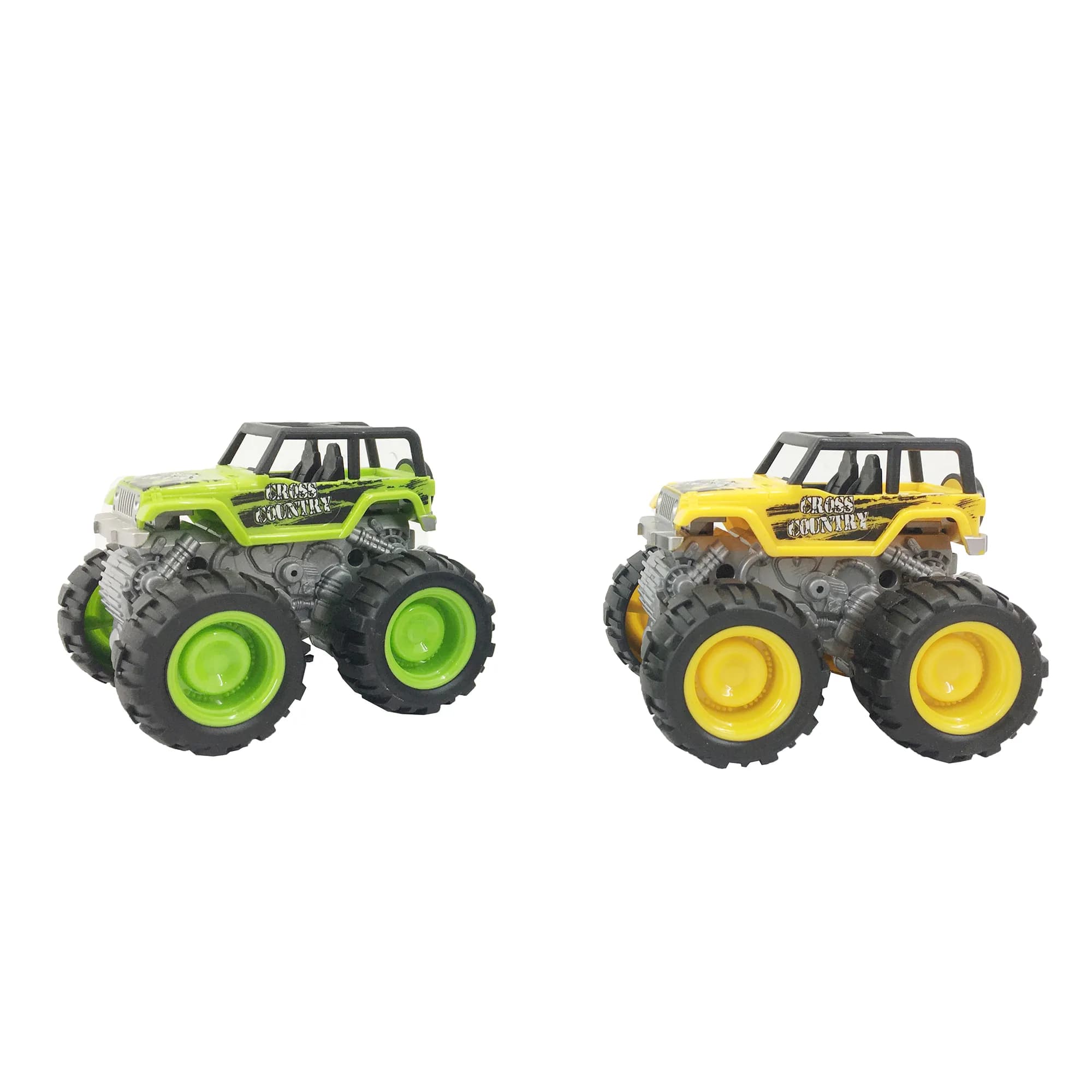 Babies & more Friction Truck - 12 Cm Assorted Set - Special Big Wheel 4Wd Series - Green & Yellow Trucks - Multicolor