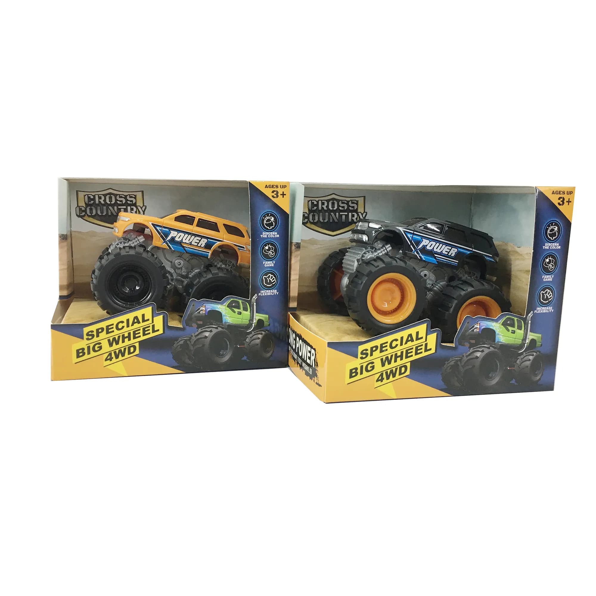 Babies & more Friction Truck - 12 Cm Assorted Set - Black Truck With Blue Accents - Special Big Wheel 4Wd Series - Multicolor