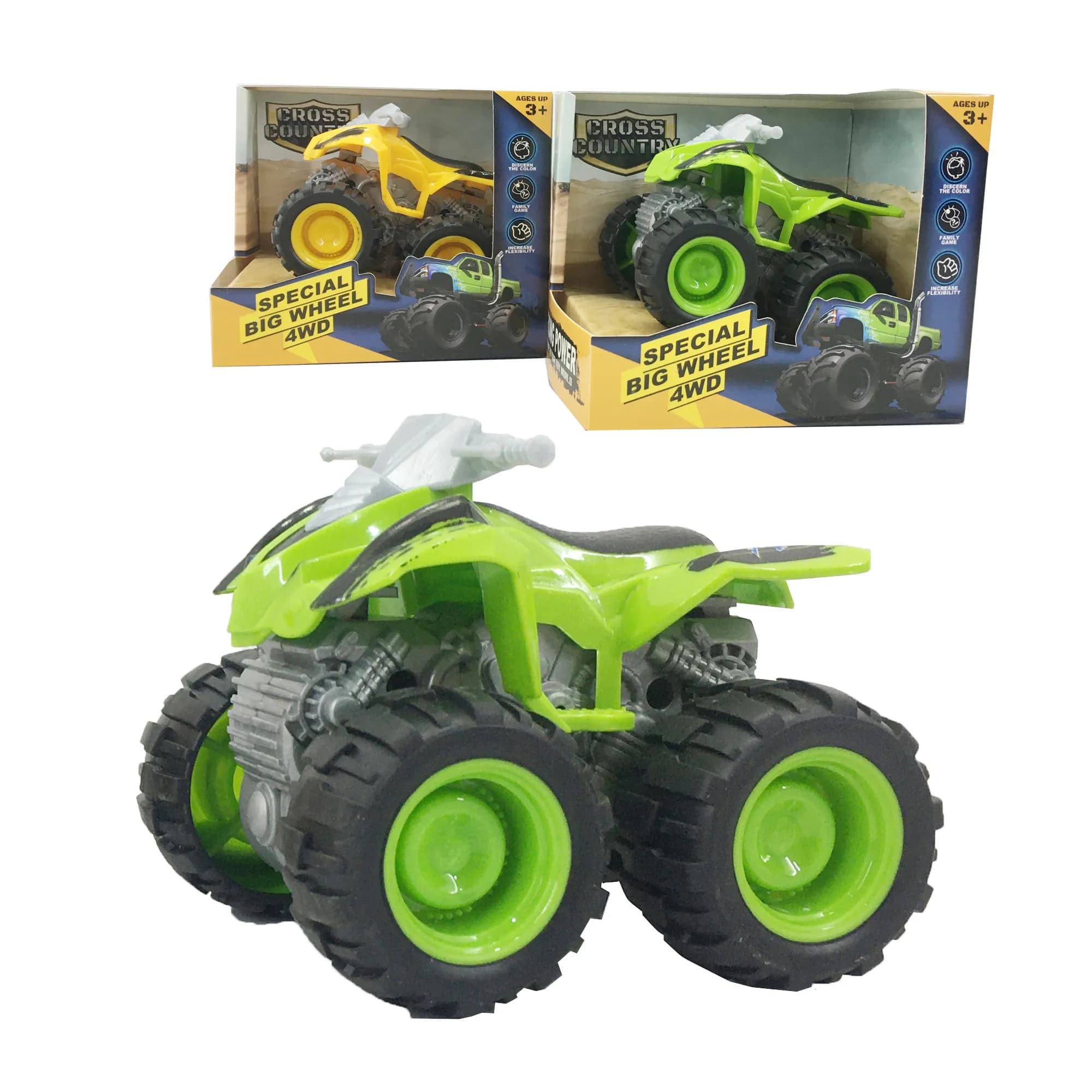 Babies & more Friction Truck - 12 Cm Assorted Set - Yellow & Green Trucks - Special Big Wheel 4Wd Series - Multicolor view 1