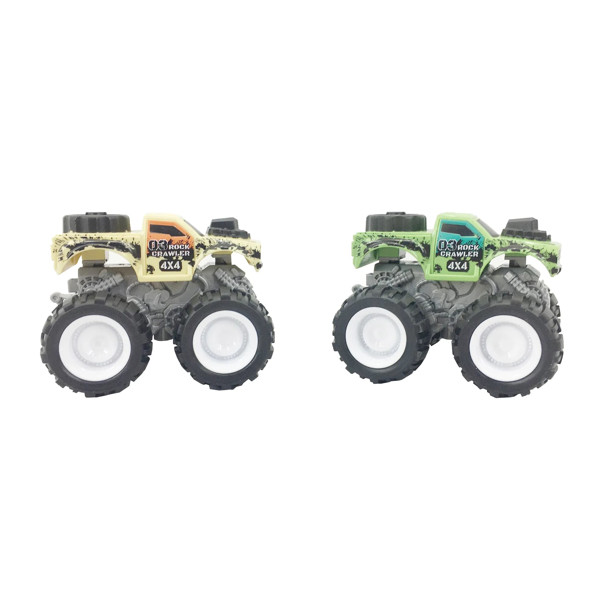 Babies & more Friction Truck - 12 Cm Assorted Set - Green & Yellow Trucks - Special Big Wheel 4Wd Series - Multicolor