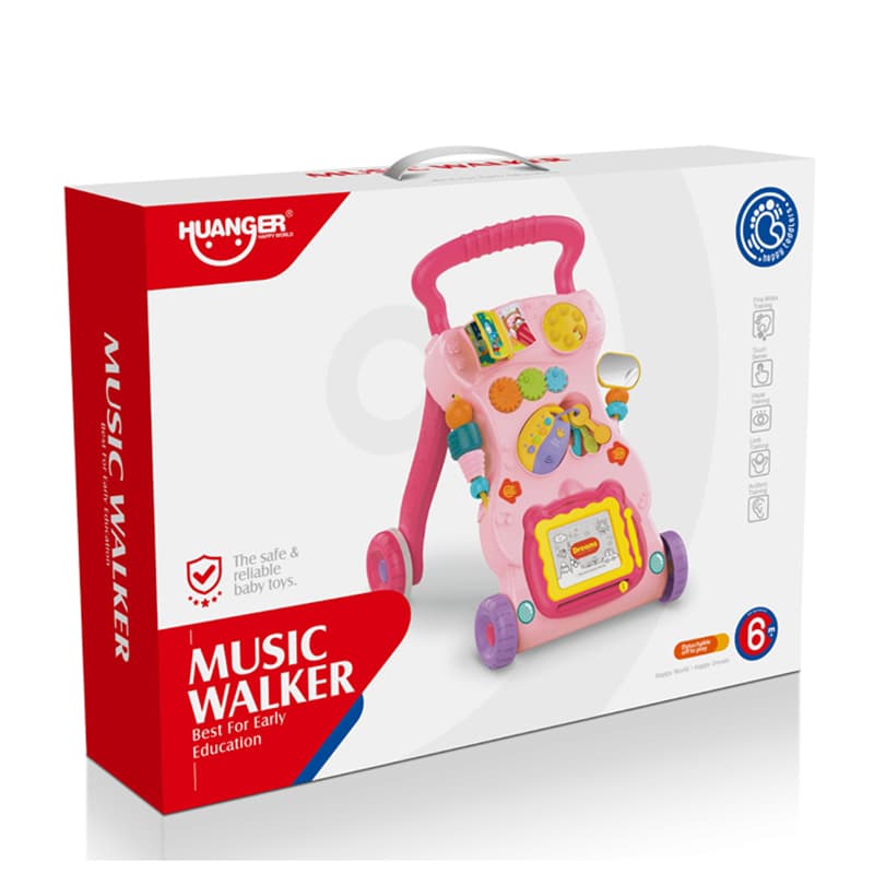 Haunger Light Pink Baby Walker With Light & Music - Multicolor
