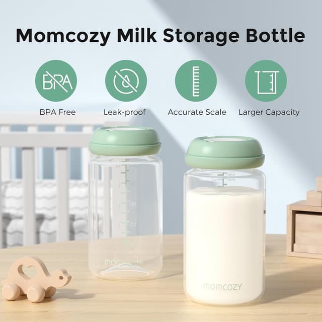 Momcozy Natural Baby Bottle, 11oz Wide-Neck Breast Milk Container, BPA-Free Plastic, Compatible with thumbnail 2