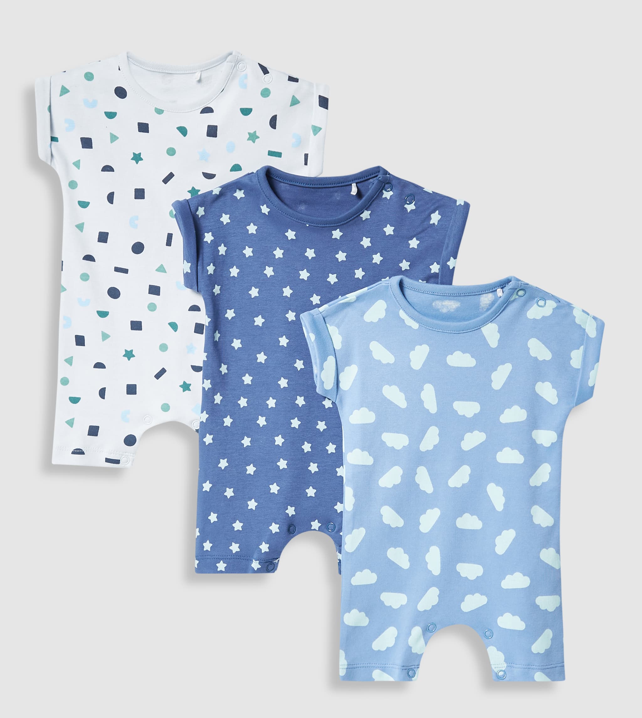 3 Pack Printed Short Sleeves Rompers