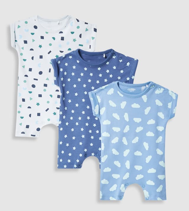 3 Pack Printed Short Sleeves Rompers thumbnail 1